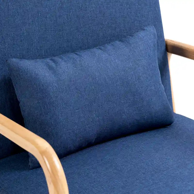 Fauteuil d'appoint rembourré avec coussin lombaire et pieds en bois