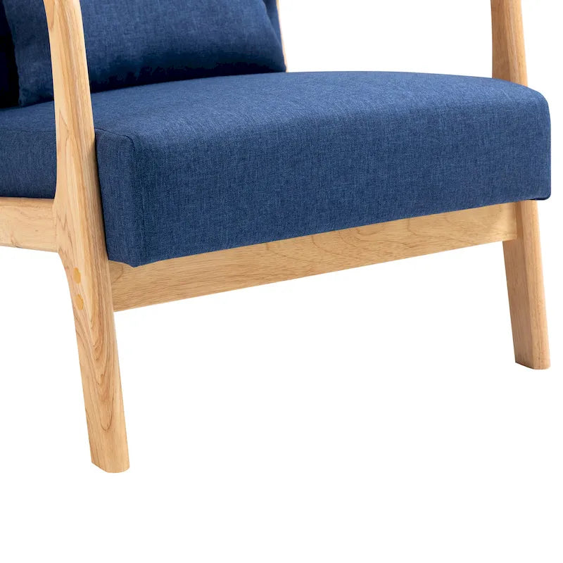 Fauteuil d'appoint rembourré avec coussin lombaire et pieds en bois