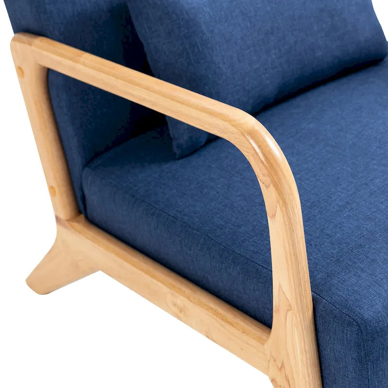Fauteuil d'appoint rembourré avec coussin lombaire et pieds en bois