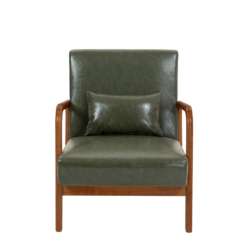 Fauteuil d'appoint rembourré avec coussin lombaire et pieds en bois