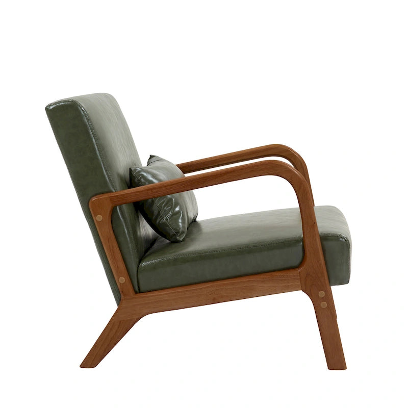Fauteuil d'appoint rembourré avec coussin lombaire et pieds en bois