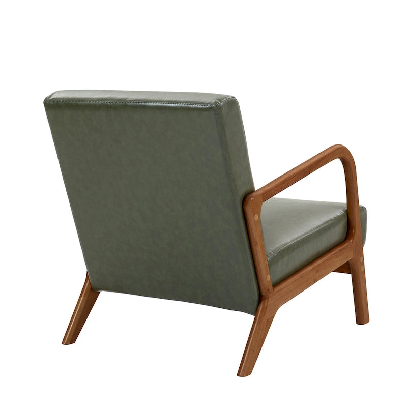 Fauteuil d'appoint rembourré avec coussin lombaire et pieds en bois