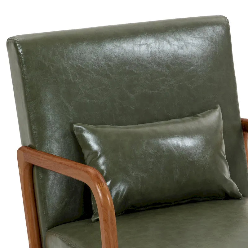 Fauteuil d'appoint rembourré avec coussin lombaire et pieds en bois