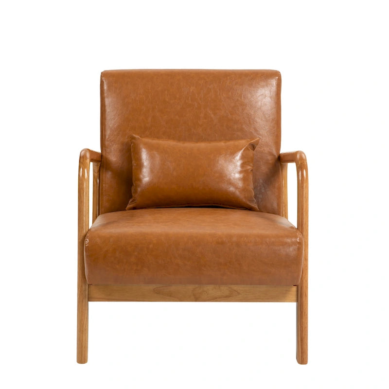 Fauteuil d'appoint rembourré avec coussin lombaire et pieds en bois