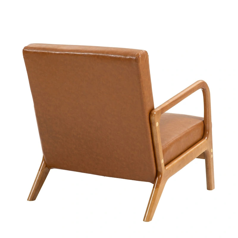 Fauteuil d'appoint rembourré avec coussin lombaire et pieds en bois