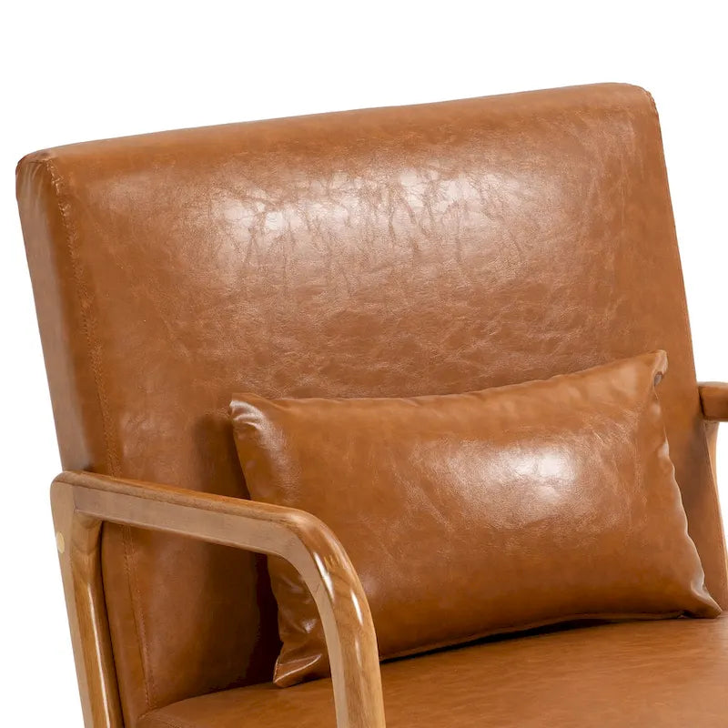 Fauteuil d'appoint rembourré avec coussin lombaire et pieds en bois