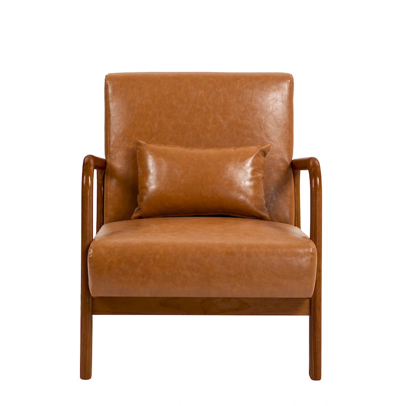 Fauteuil d'appoint rembourré avec coussin lombaire et pieds en bois