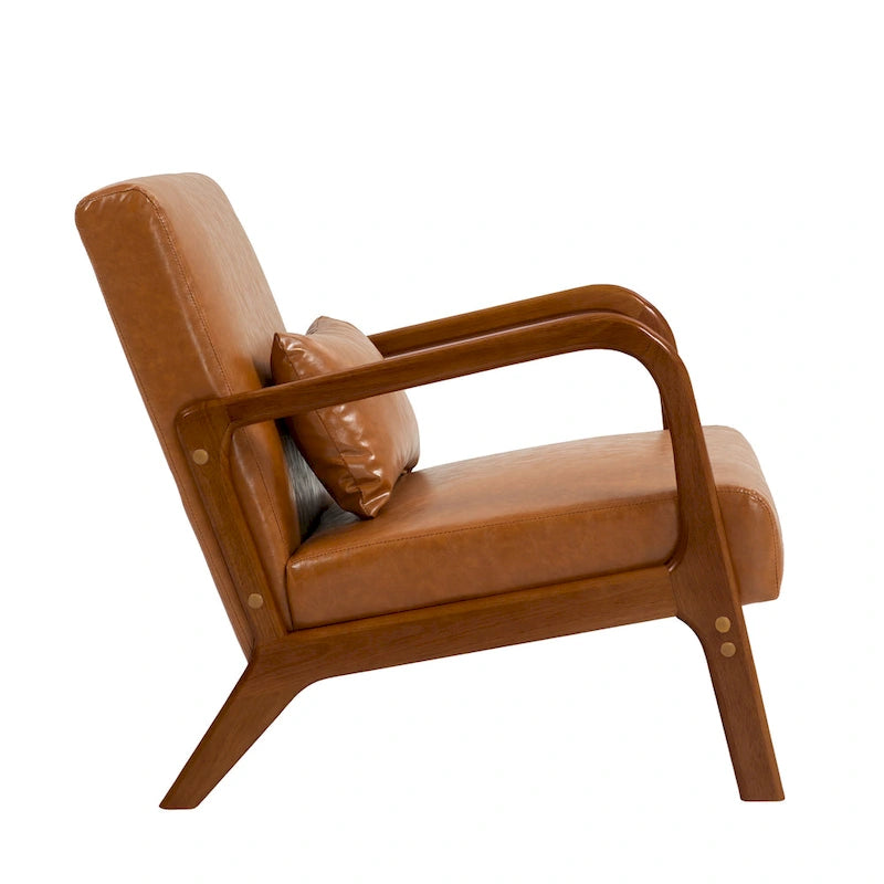 Fauteuil d'appoint rembourré avec coussin lombaire et pieds en bois