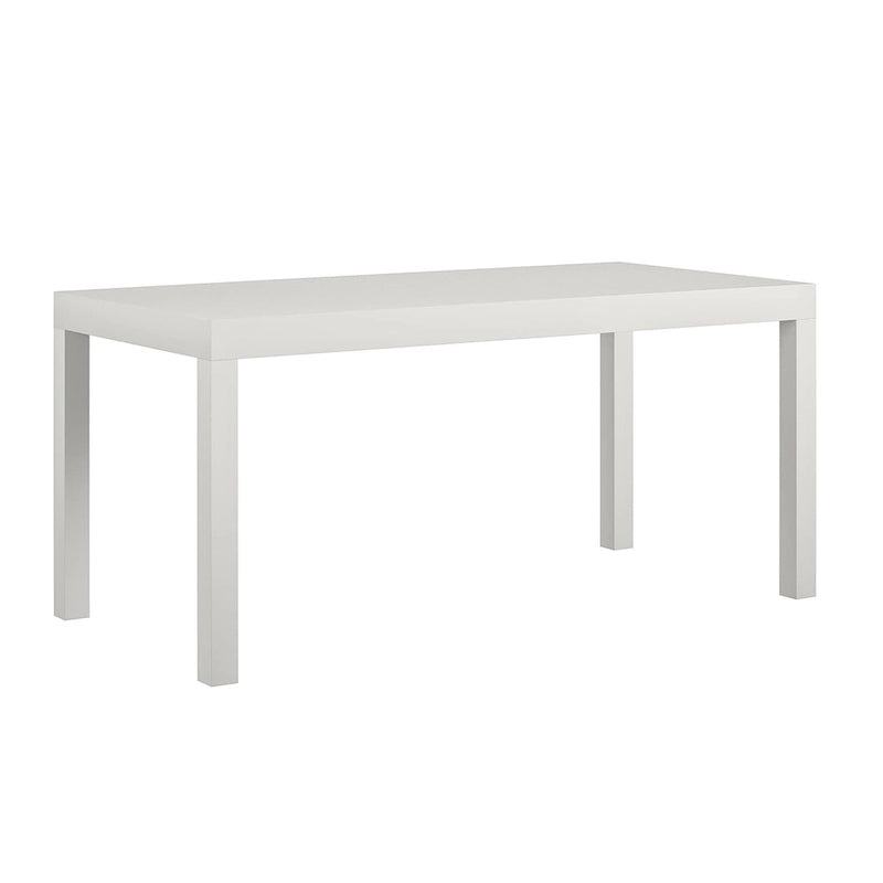 Table basse rectangulaire minimaliste avec finition grain de bois et pieds blocs