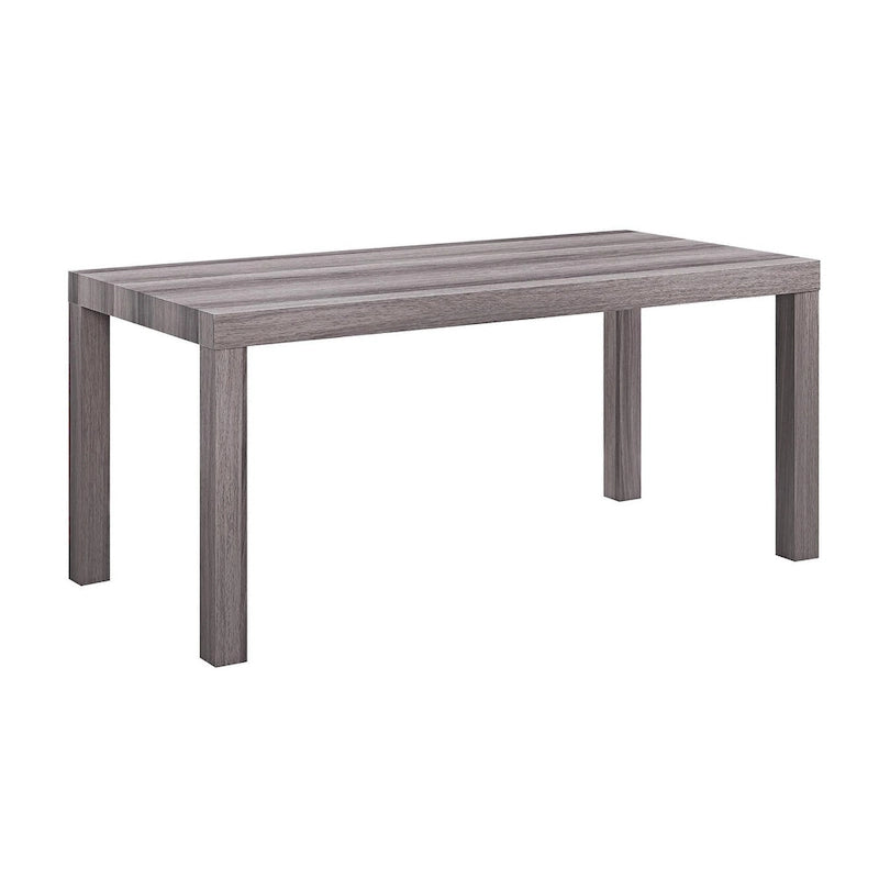 Table basse rectangulaire minimaliste avec finition grain de bois et pieds blocs