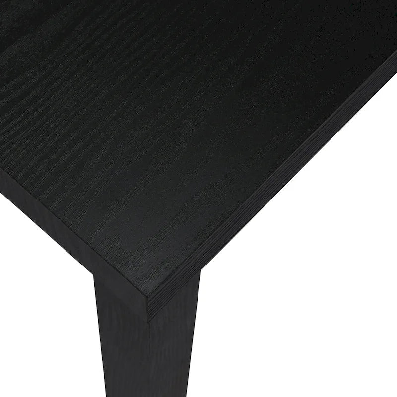 Table basse rectangulaire minimaliste avec finition grain de bois et pieds blocs