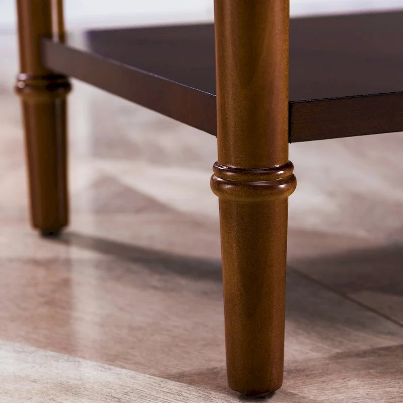 Table de chevet côtière avec ports de charge intégrés, 1 tiroir et étagère inférieure, en bois massif