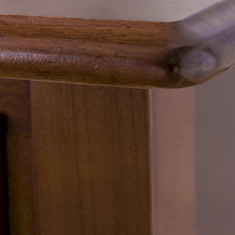 Table de chevet côtière avec ports de charge intégrés, 1 tiroir et étagère inférieure, en bois massif