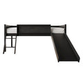 Lit mezzanine bas pour enfants avec toboggan, échelle et tableau noir