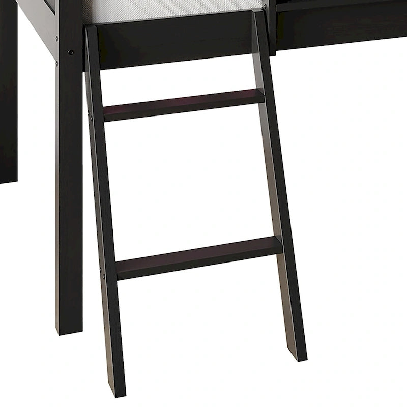 Lit mezzanine bas pour enfants avec toboggan, échelle et tableau noir