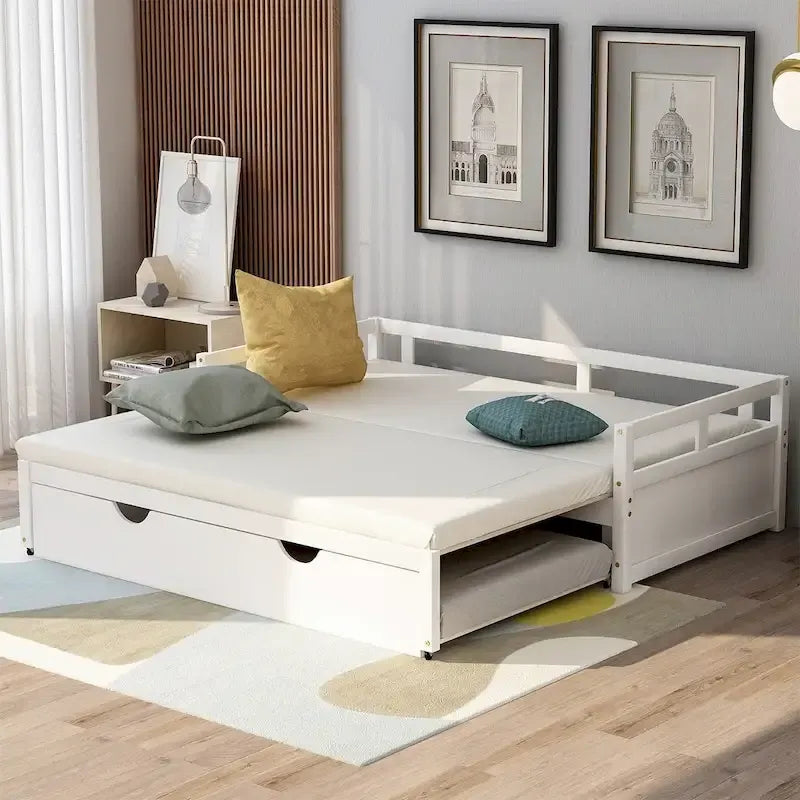 Lit de repos extensible en bois massif avec lit gigogne