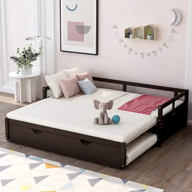 Lit de repos extensible en bois massif avec lit gigogne