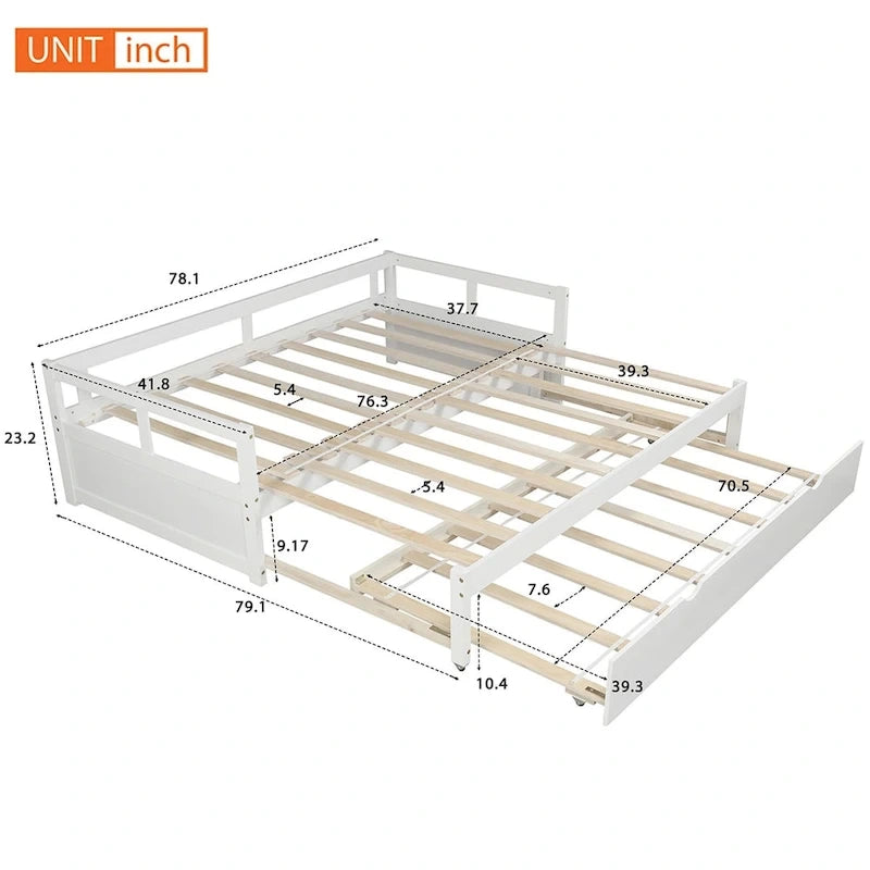 Lit de repos extensible en bois massif avec lit gigogne