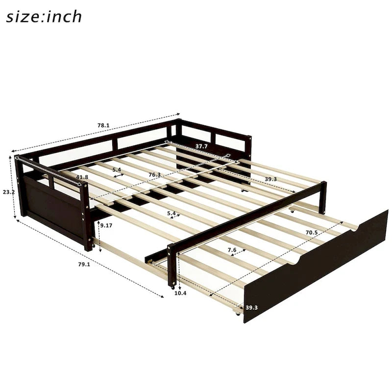Lit de repos extensible en bois massif avec lit gigogne