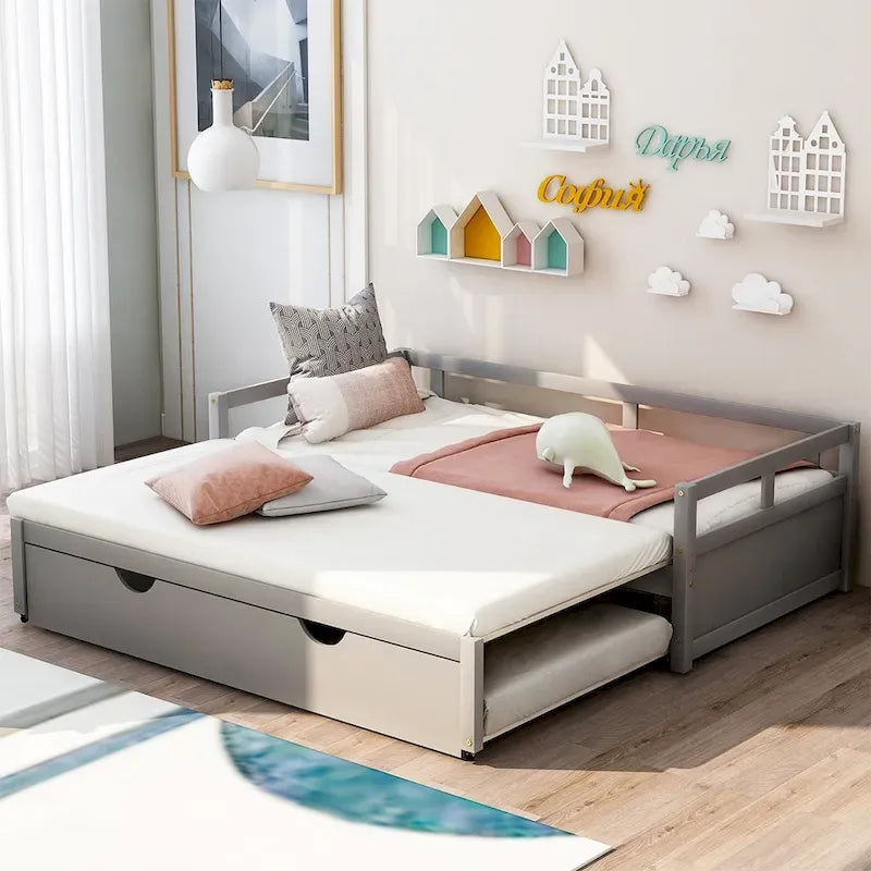 Lit de repos extensible en bois massif avec lit gigogne