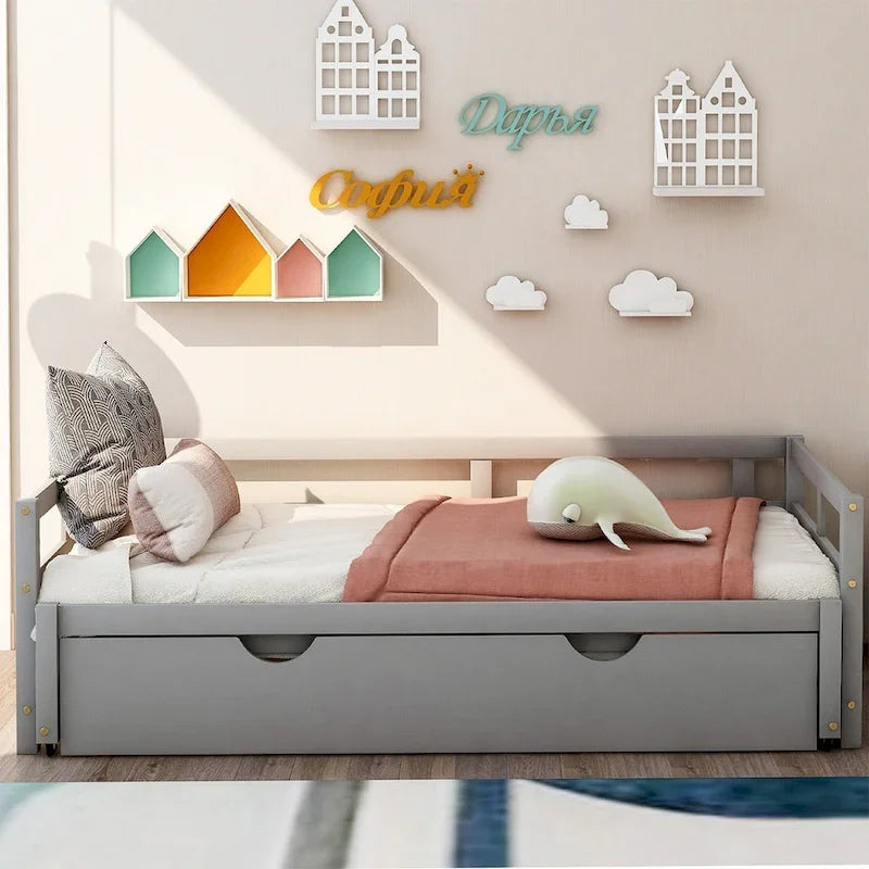 Lit de repos extensible en bois massif avec lit gigogne