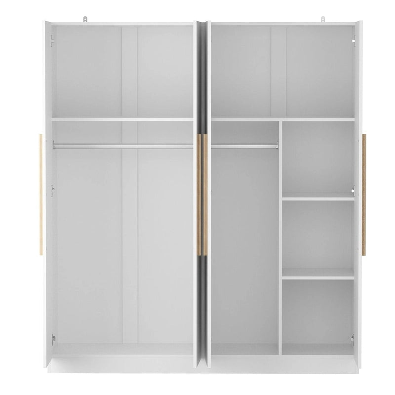 Grande armoire 4 portes avec tringles et étagères – Charnières à fermeture douce