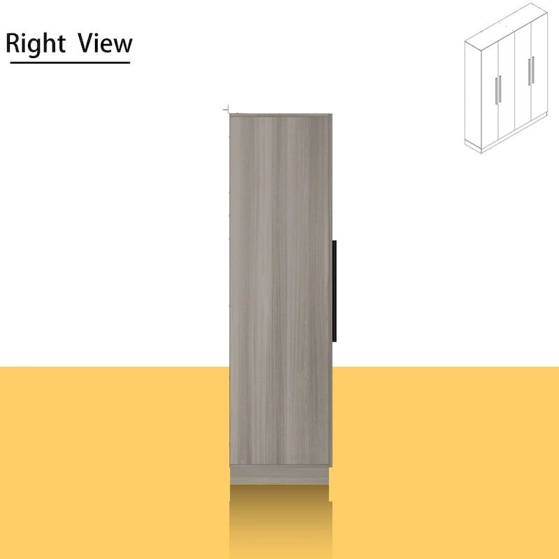 Grande armoire 4 portes avec tringles et étagères – Charnières à fermeture douce