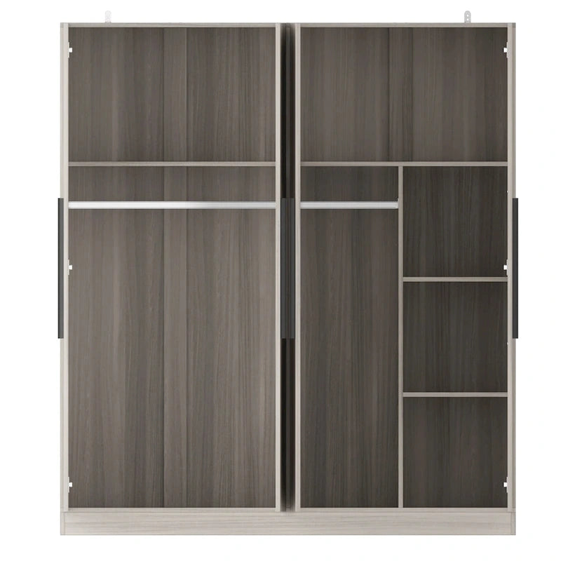 Grande armoire 4 portes avec tringles et étagères – Charnières à fermeture douce