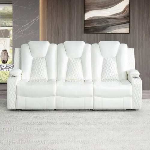 Premium Air Leather Home Theater Loveseat with LED Lights, Recliner with Built-in Speakers & Wireless Charging