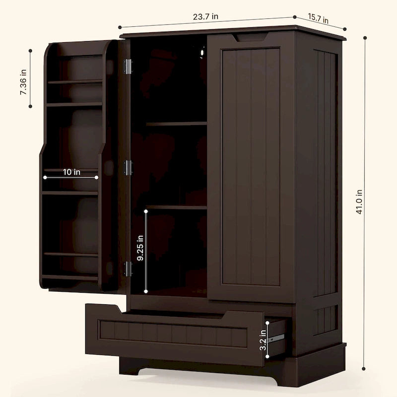 Meuble de rangement de cuisine autoportant avec 3 étagères, 1 tiroir et portes-épices, blanc