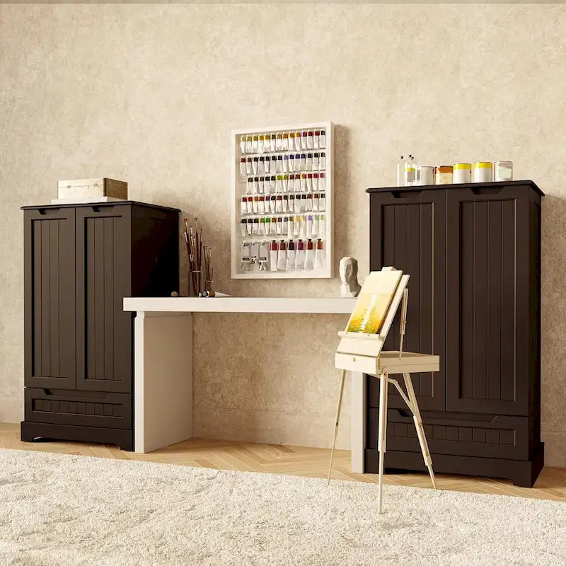 Meuble de rangement de cuisine autoportant avec 3 étagères, 1 tiroir et portes-épices, blanc