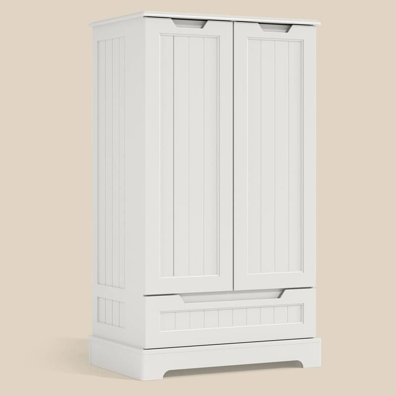 Meuble de rangement de cuisine autoportant avec 3 étagères, 1 tiroir et portes-épices, blanc