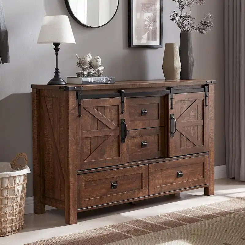 Commode de ferme avec 4 tiroirs et portes coulissantes