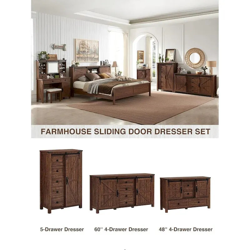 Commode de ferme avec 4 tiroirs et portes coulissantes