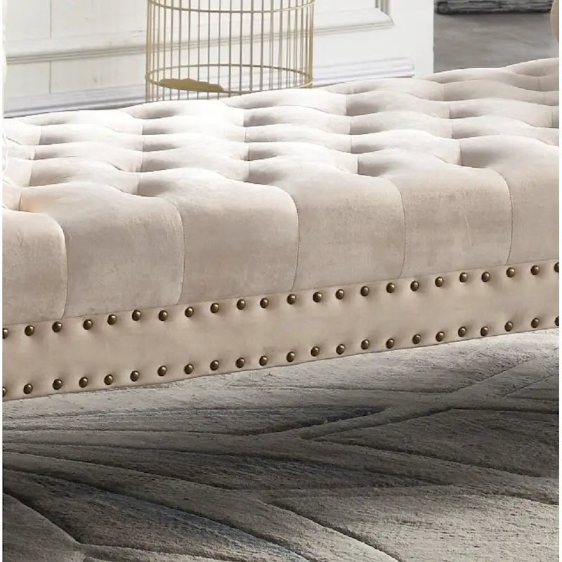Banc capitonné surdimensionné en velours de 180 cm avec accoudoirs roulés et pieds en acrylique