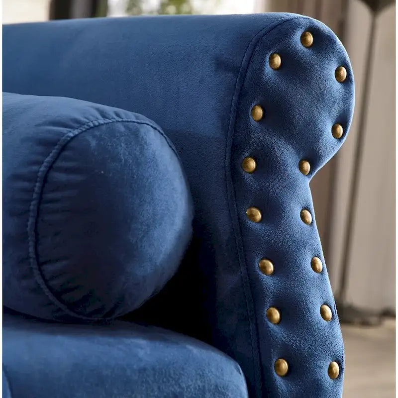 Banc capitonné surdimensionné en velours de 180 cm avec accoudoirs roulés et pieds en acrylique