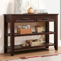 Console de 42 po avec 2 tiroirs et 2 étagères ouvertes – Cadre en bois massif, style rustique