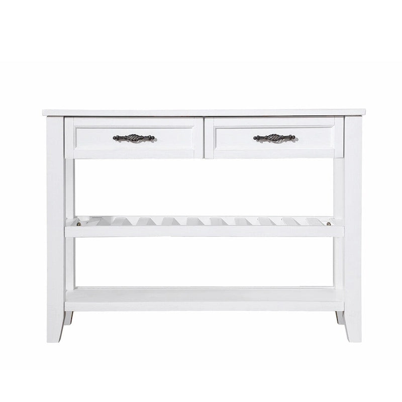 Console de 42 po avec 2 tiroirs et 2 étagères ouvertes – Cadre en bois massif, style rustique