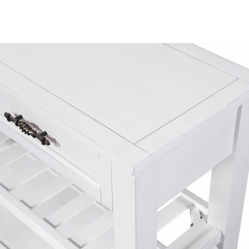 Console de 42 po avec 2 tiroirs et 2 étagères ouvertes – Cadre en bois massif, style rustique