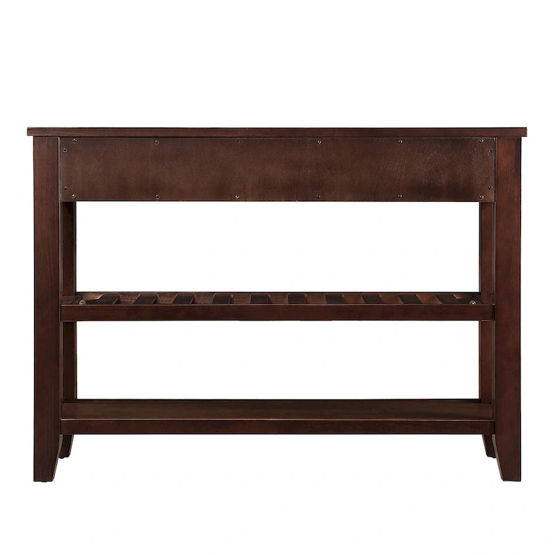 Console de 42 po avec 2 tiroirs et 2 étagères ouvertes – Cadre en bois massif, style rustique
