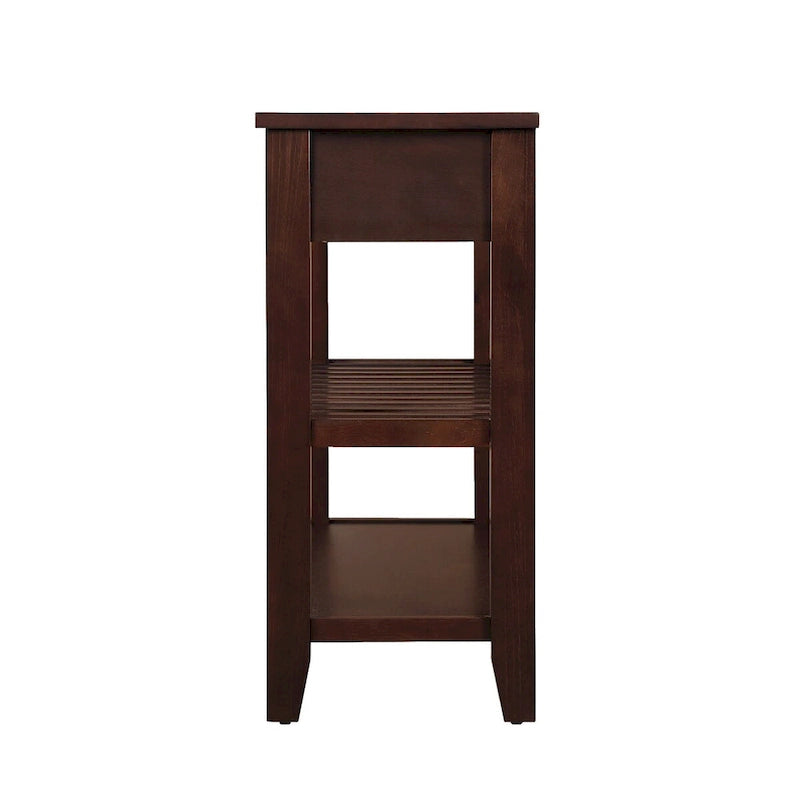 Console de 42 po avec 2 tiroirs et 2 étagères ouvertes – Cadre en bois massif, style rustique