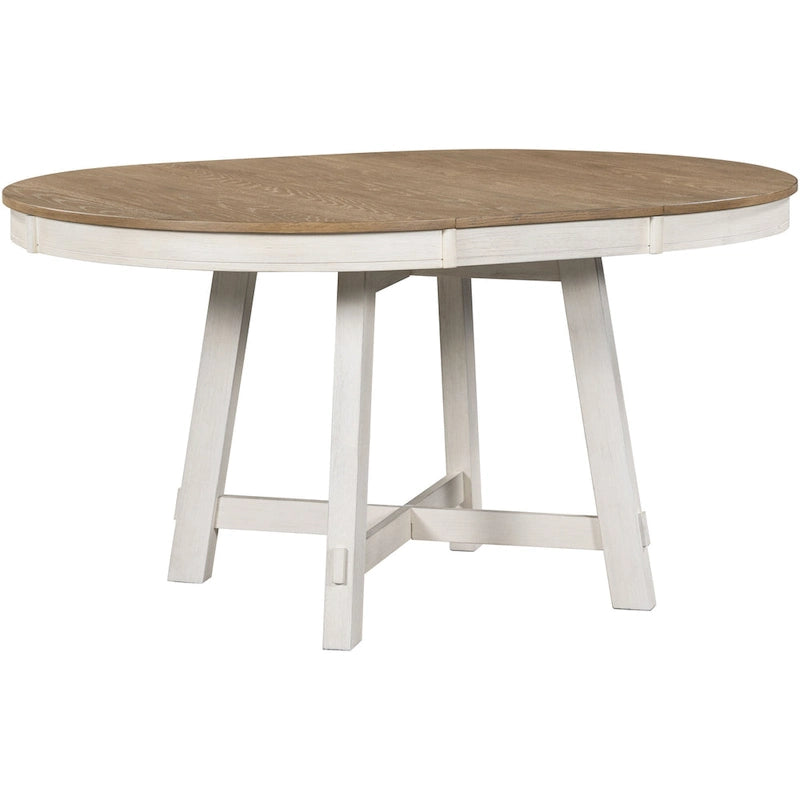 Table à manger ronde extensible avec rallonge – 4 à 6 places, plateau en placage de chêne
