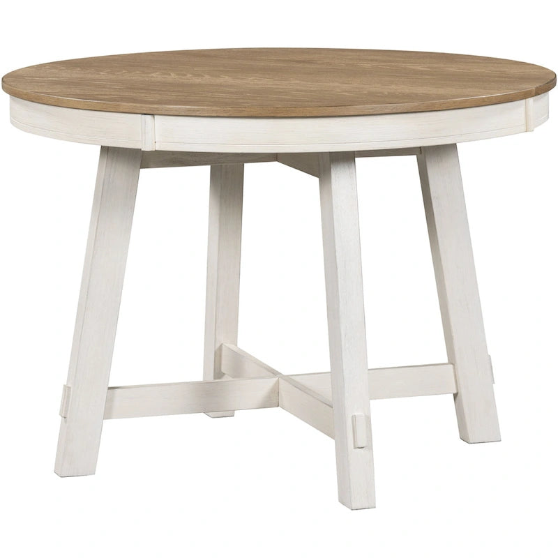 Table à manger ronde extensible avec rallonge – 4 à 6 places, plateau en placage de chêne