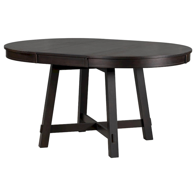 Table à manger ronde extensible avec rallonge – 4 à 6 places, plateau en placage de chêne