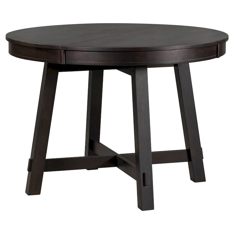 Table à manger ronde extensible avec rallonge – 4 à 6 places, plateau en placage de chêne