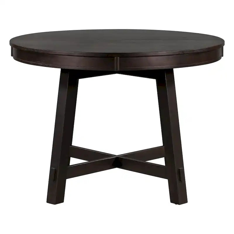Table à manger ronde extensible avec rallonge – 4 à 6 places, plateau en placage de chêne