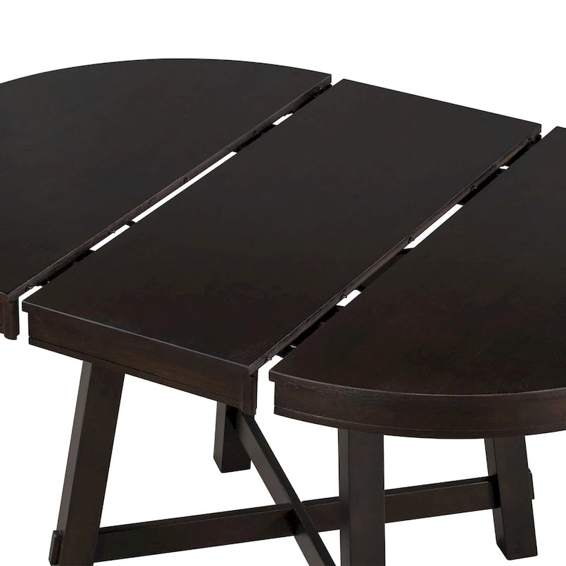 Table à manger ronde extensible avec rallonge – 4 à 6 places, plateau en placage de chêne
