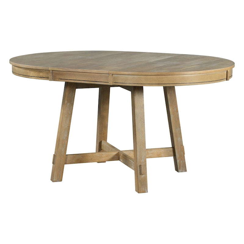 Table à manger ronde extensible avec rallonge – 4 à 6 places, plateau en placage de chêne