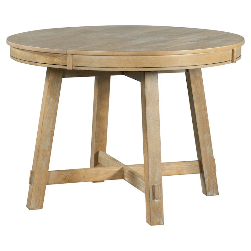 Table à manger ronde extensible avec rallonge – 4 à 6 places, plateau en placage de chêne