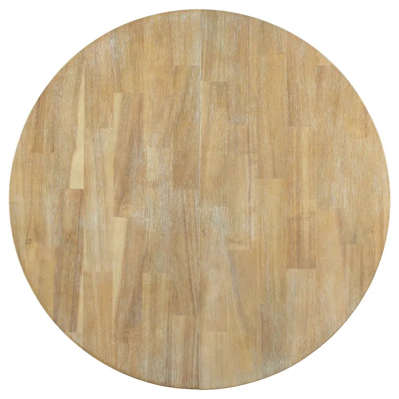 Table à manger ronde extensible avec rallonge – 4 à 6 places, plateau en placage de chêne